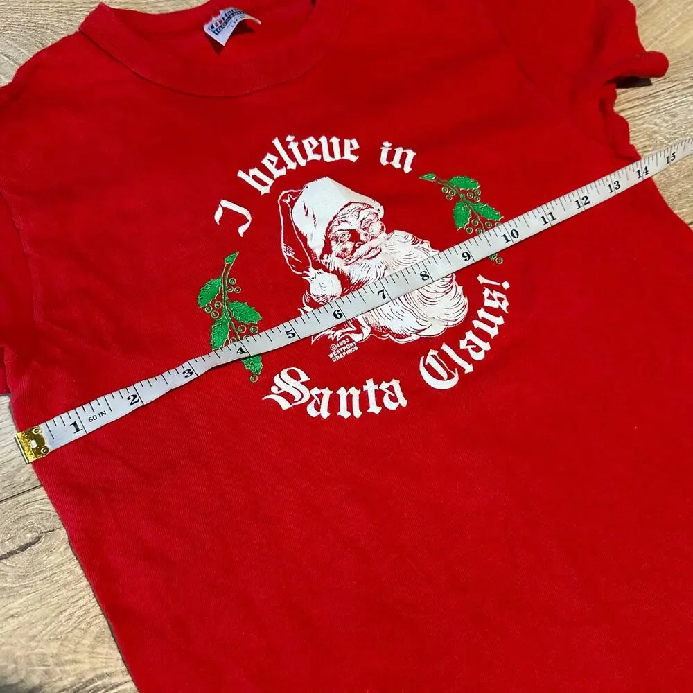Hanes Vintage 1983 Single Stitch Kids Santa Christmas T-shirt Made in USA Large